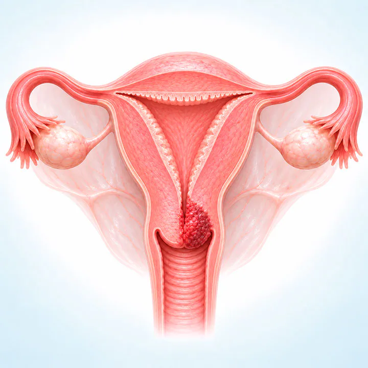 Ilustración 3D de cáncer cervicouterino o cáncer de cuello uterino